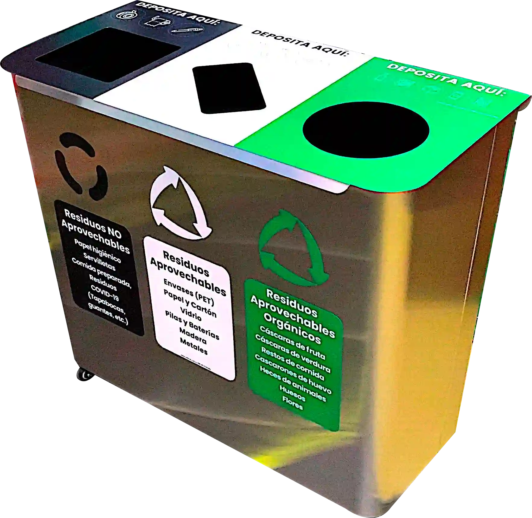 modular al aire libre personalizado 3 compartimiento de acero inoxidable  reciclaje de basura puede